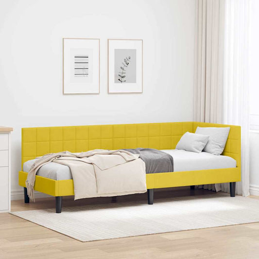 Cornice del letto ad angolo Giallo 80 cm x 200 cm Velluto | homemem39