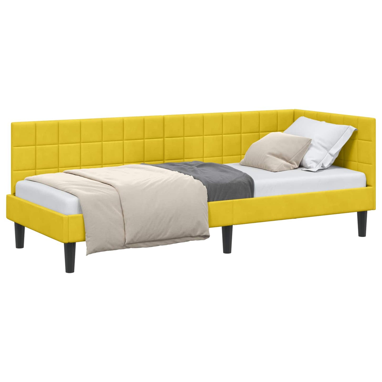 Cornice del letto ad angolo Giallo 80 cm x 200 cm Velluto | homemem39