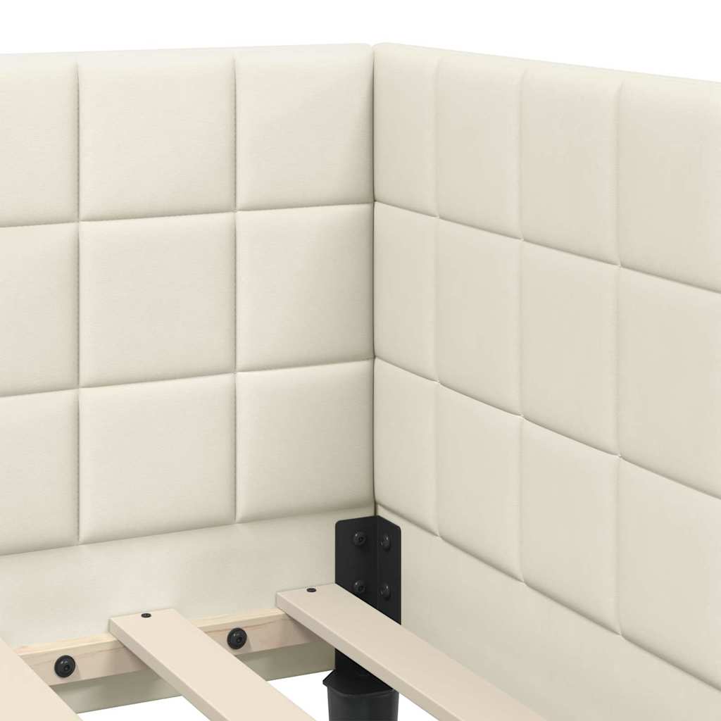 Cornice del letto ad angolo Crema 80 x 200 cm Velluto - homemem39