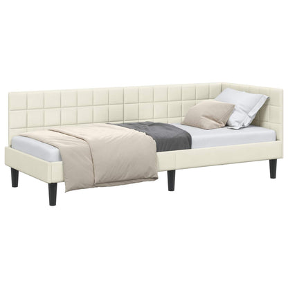 Cornice del letto ad angolo Crema 80 cm x 200 cm Velluto | homemem39