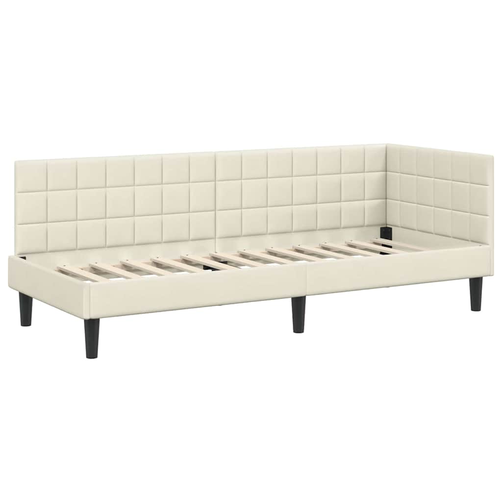 Cornice del letto ad angolo Crema 80 cm x 200 cm Velluto | homemem39