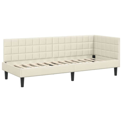 Cornice del letto ad angolo Crema 80 cm x 200 cm Velluto | homemem39