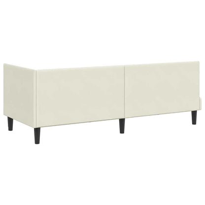 Cornice del letto ad angolo Crema 80 cm x 200 cm Velluto | homemem39