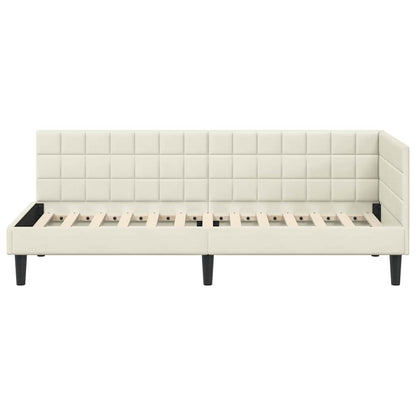 Cornice del letto ad angolo Crema 80 cm x 200 cm Velluto | homemem39