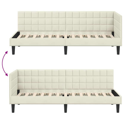 Cornice del letto ad angolo Crema 80 cm x 200 cm Velluto | homemem39