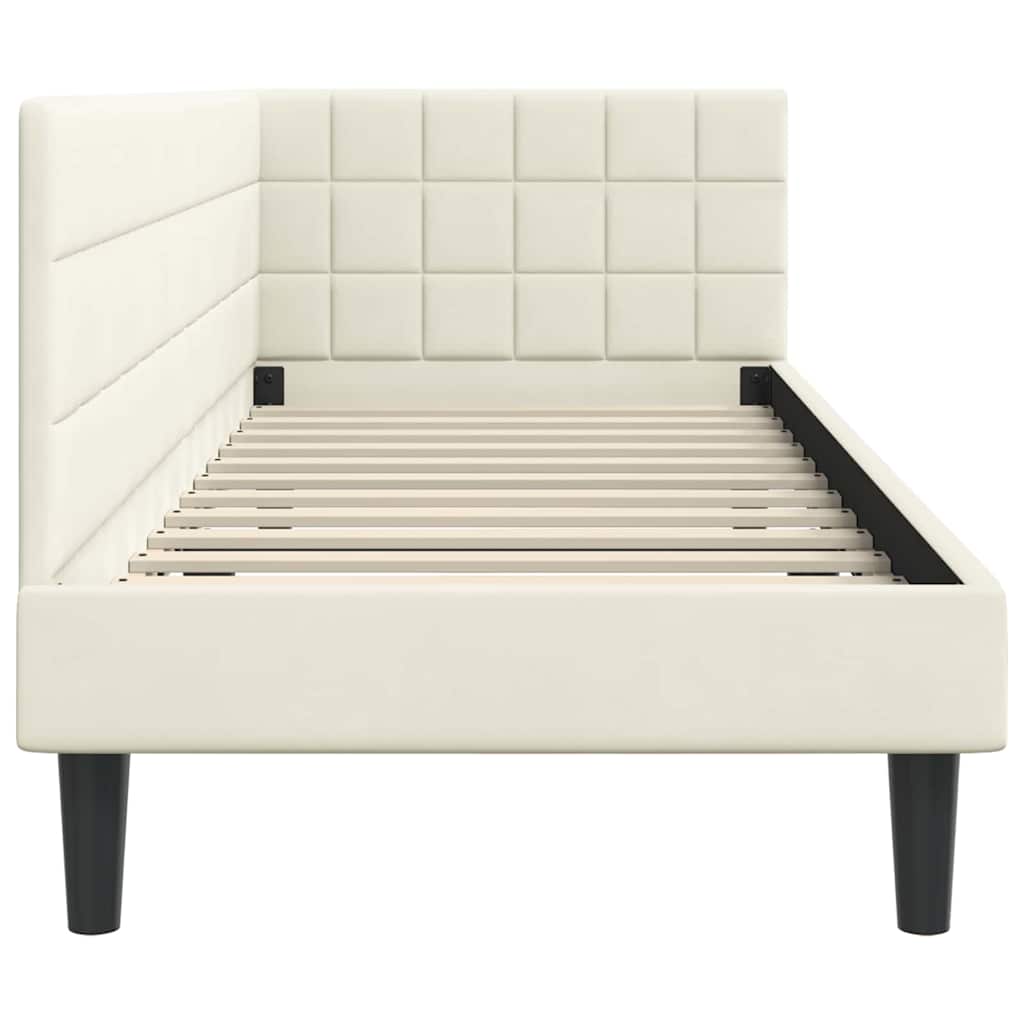 Cornice del letto ad angolo Crema 80 cm x 200 cm Velluto | homemem39