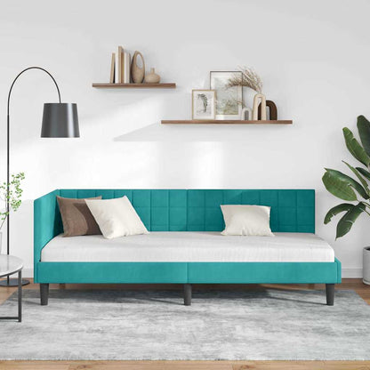 Cornice del letto ad angolo Turchese 80 cm x 200 cm Velluto
