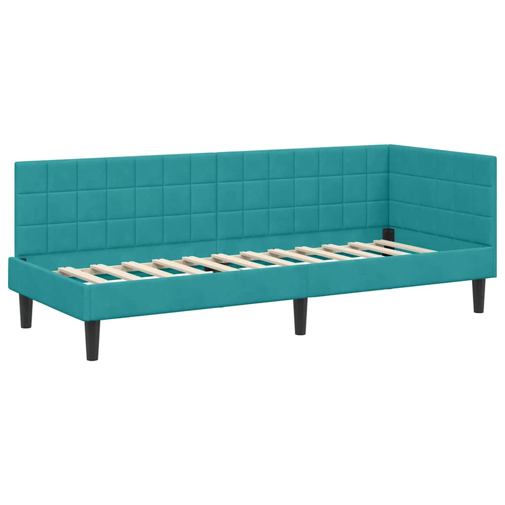 Cornice del letto ad angolo Turchese 80 cm x 200 cm Velluto