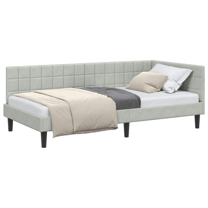 Cornice del letto ad angolo Grigio chiaro 90 cm x 190 cm | homemem39