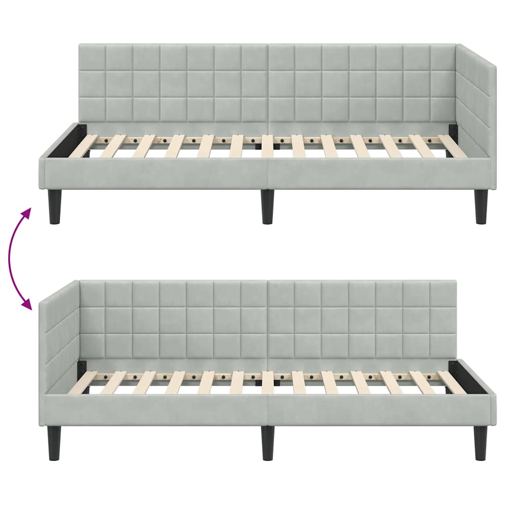 Cornice del letto ad angolo Grigio chiaro 90 cm x 190 cm | homemem39