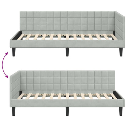 Cornice del letto ad angolo Grigio chiaro 90 cm x 190 cm | homemem39