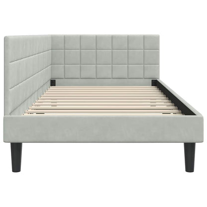 Cornice del letto ad angolo Grigio chiaro 90 cm x 190 cm | homemem39