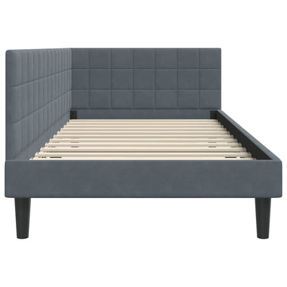 Cornice del letto ad angolo Grigio scuro 90 cm x 190 cm Velluto | homemem39
