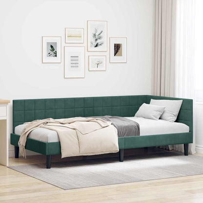 Cornice del letto ad angolo Verde Scuro 90 cm x 190 cm Velluto | homemem39