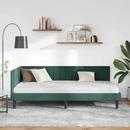 Cornice del letto ad angolo Verde Scuro 90 cm x 190 cm Velluto | homemem39