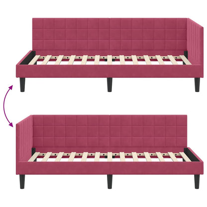 Cornice del letto ad angolo Rosso Vino 90 cm x 190 cm Velluto | homemem39