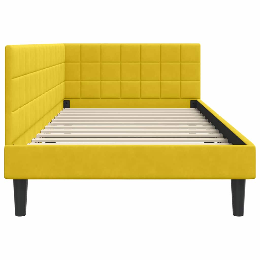 Cornice del letto ad angolo Giallo 90 x 190 cm Velluto - homemem39