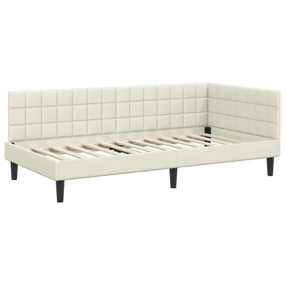 Cornice del letto ad angolo Crema 90 cm x 190 cm Velluto | homemem39