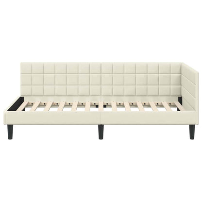 Cornice del letto ad angolo Crema 90 cm x 190 cm Velluto | homemem39