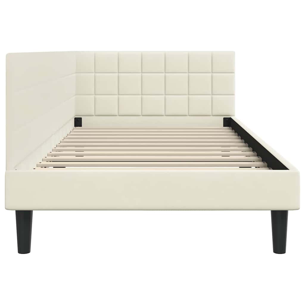 Cornice del letto ad angolo Crema 90 cm x 190 cm Velluto | homemem39