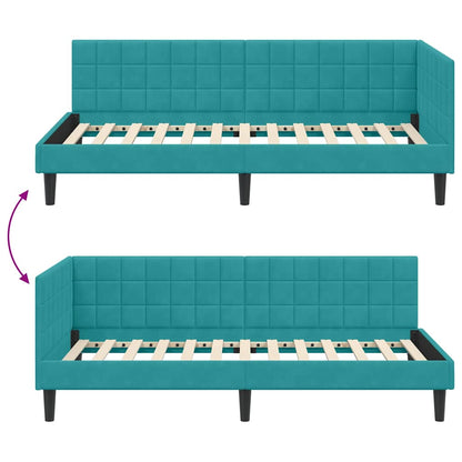 Cornice del letto ad angolo Turchese 90 cm x 190 cm Velluto | homemem39