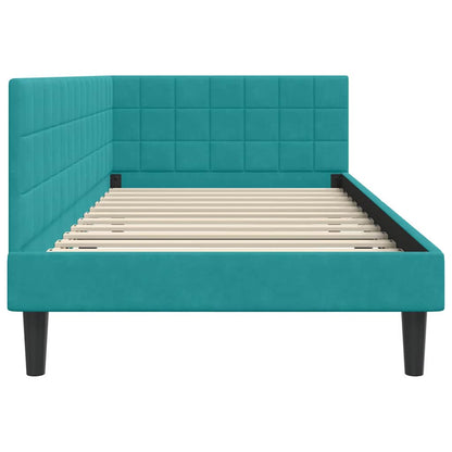 Cornice del letto ad angolo Turchese 90 cm x 190 cm Velluto | homemem39