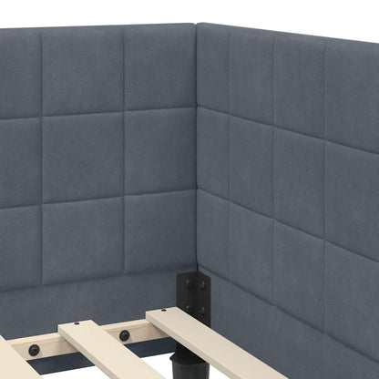 Cornice del letto ad angolo Grigio scuro 90 cm x 200 cm Velluto | homemem39