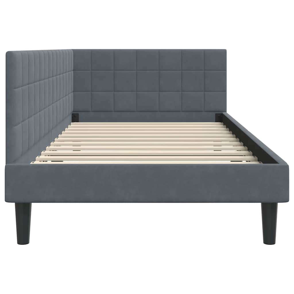 Cornice del letto ad angolo Grigio scuro 90 cm x 200 cm Velluto | homemem39