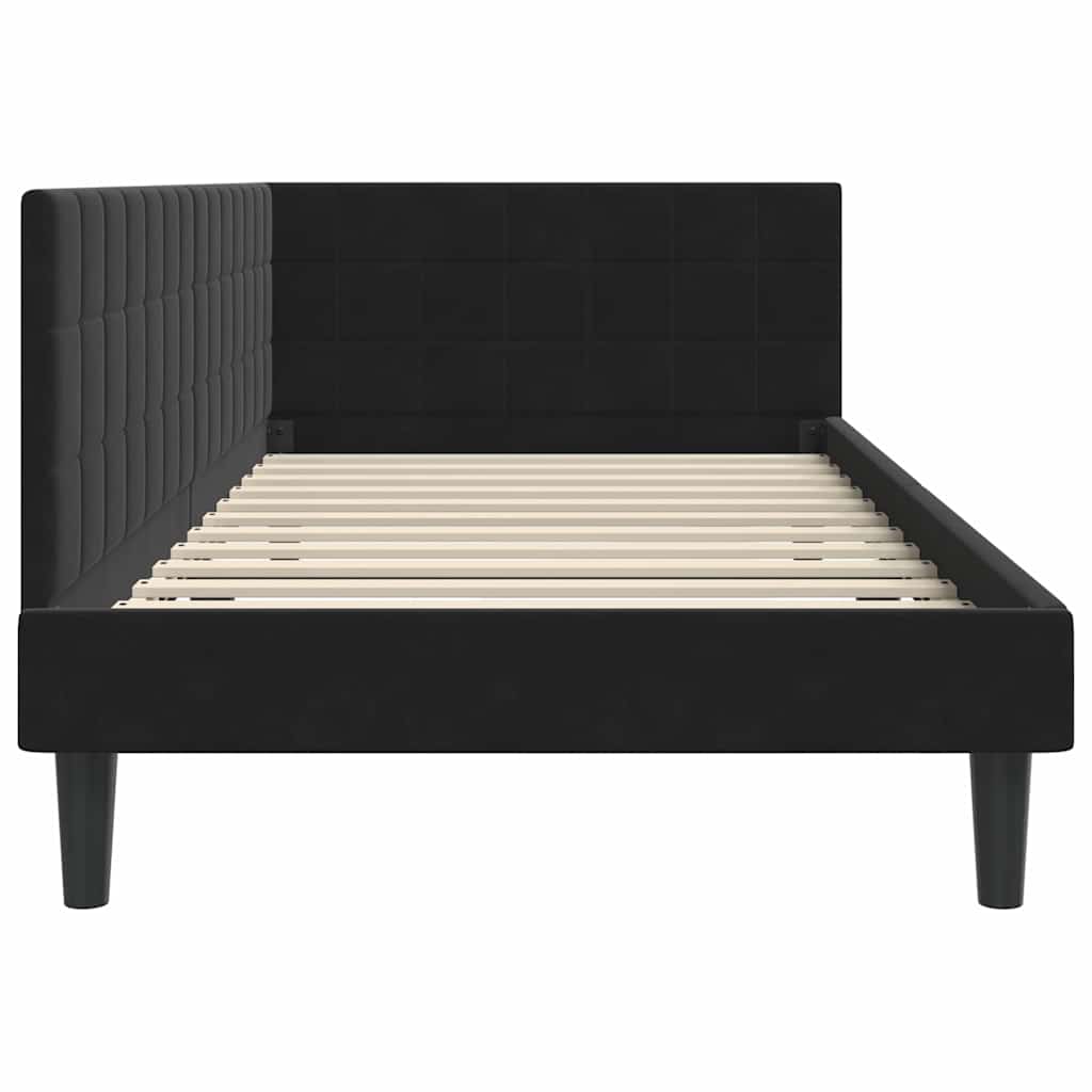 Cornice del letto ad angolo Nero 90 cm x 200 cm Velluto | homemem39
