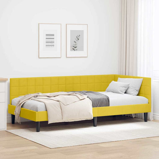 Cornice del letto ad angolo Giallo 90 cm x 200 cm Velluto | homemem39