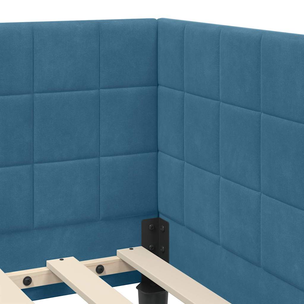 Cornice del letto ad angolo Blu 100 x 200 cm Velluto - homemem39