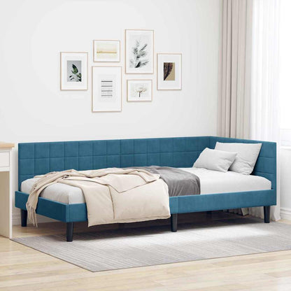 Cornice del letto ad angolo Blu 100 cm x 200 cm Velluto | homemem39