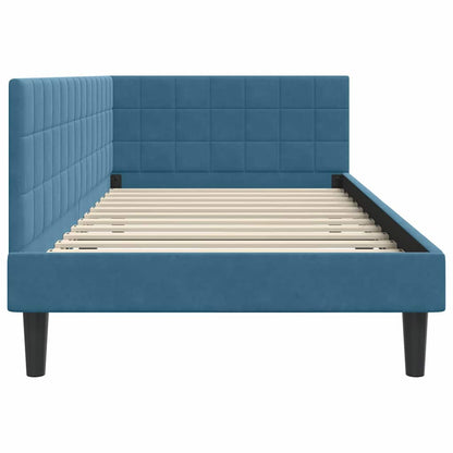 Cornice del letto ad angolo Blu 100 cm x 200 cm Velluto | homemem39