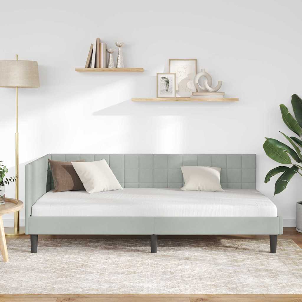 Cornice del letto ad angolo Grigio chiaro 100 cm x 200 cm | homemem39