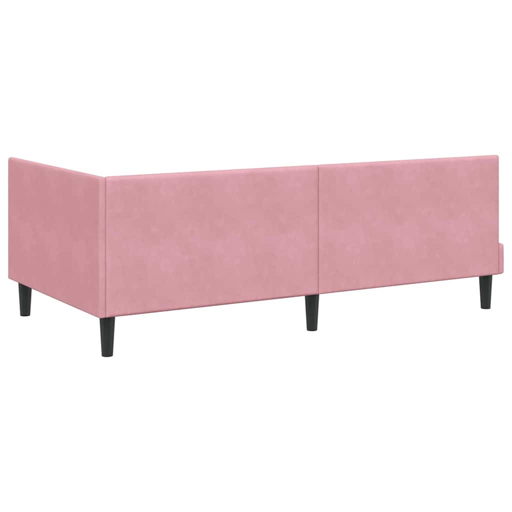 Cornice del letto ad angolo Rosa 100 cm x 200 cm Velluto | homemem39