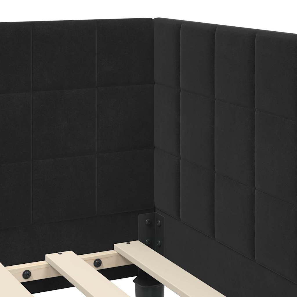 Cornice del letto ad angolo Nero 100 cm x 200 cm Velluto | homemem39