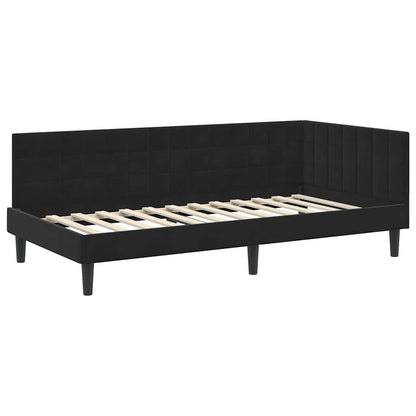 Cornice del letto ad angolo Nero 100 cm x 200 cm Velluto | homemem39