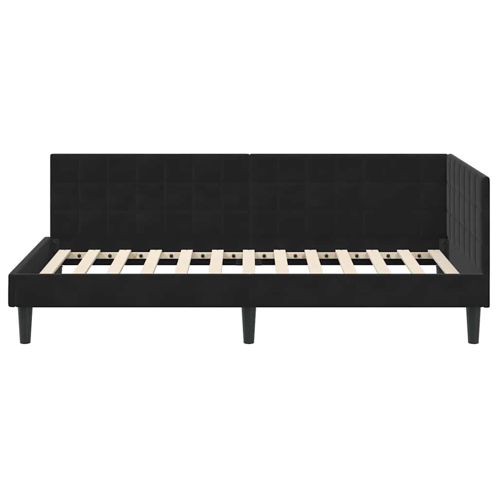 Cornice del letto ad angolo Nero 100 cm x 200 cm Velluto | homemem39