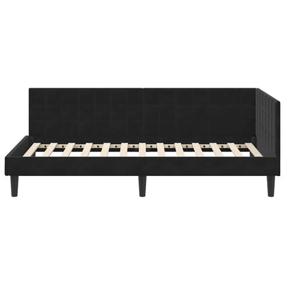Cornice del letto ad angolo Nero 100 cm x 200 cm Velluto | homemem39
