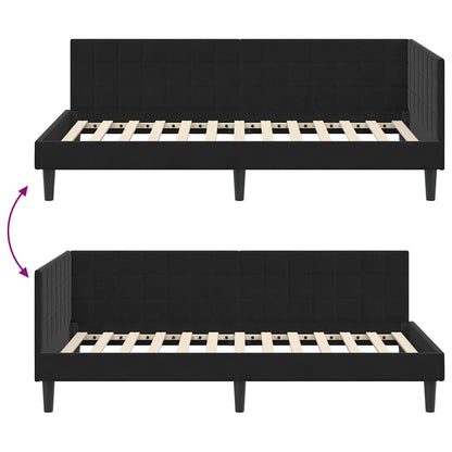 Cornice del letto ad angolo Nero 100 cm x 200 cm Velluto | homemem39