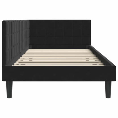 Cornice del letto ad angolo Nero 100 cm x 200 cm Velluto | homemem39