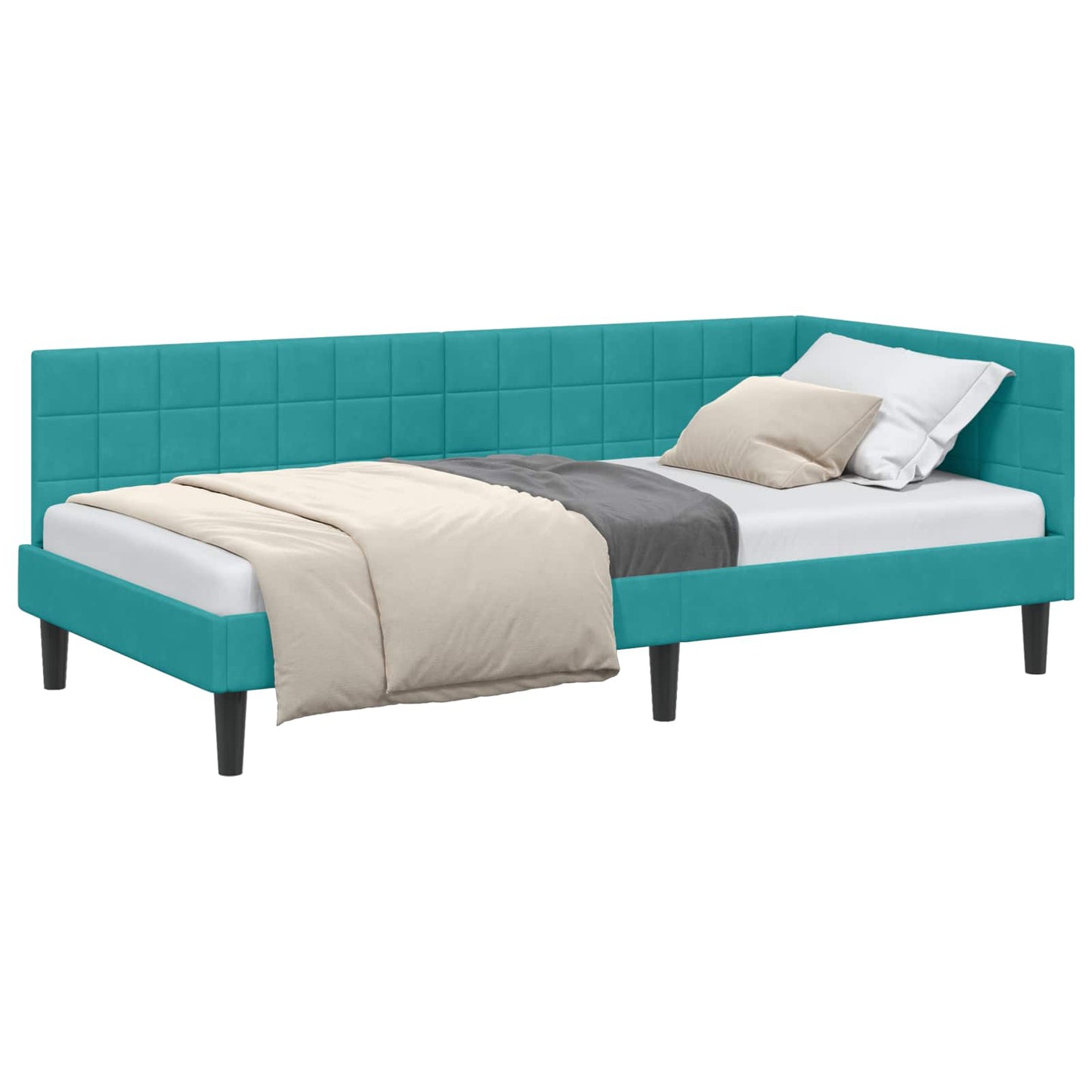 Cornice del letto ad angolo Turchese 100 cm x 200 cm Velluto | homemem39