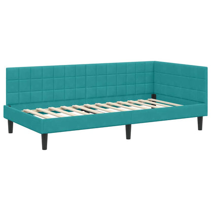 Cornice del letto ad angolo Turchese 100 cm x 200 cm Velluto | homemem39