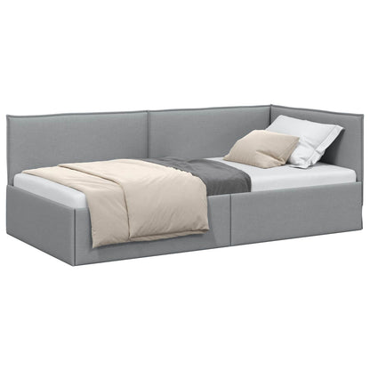 Cornice del letto ad angolo Grigio chiaro 80 x 200 cm Tessuto | homemem39
