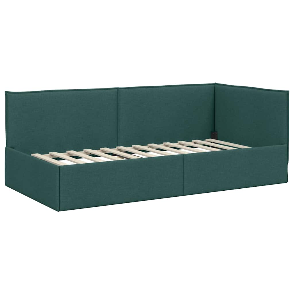 Cornice del letto ad angolo Verde Scuro 80 x 200 cm Velluto