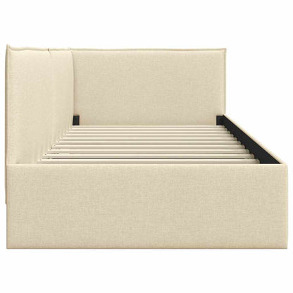 Cornice del letto ad angolo Crema 80 x 200 cm Tessuto - homemem39