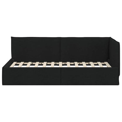 Cornice del letto ad angolo Nero 90 x 190 cm Tessuto - homemem39