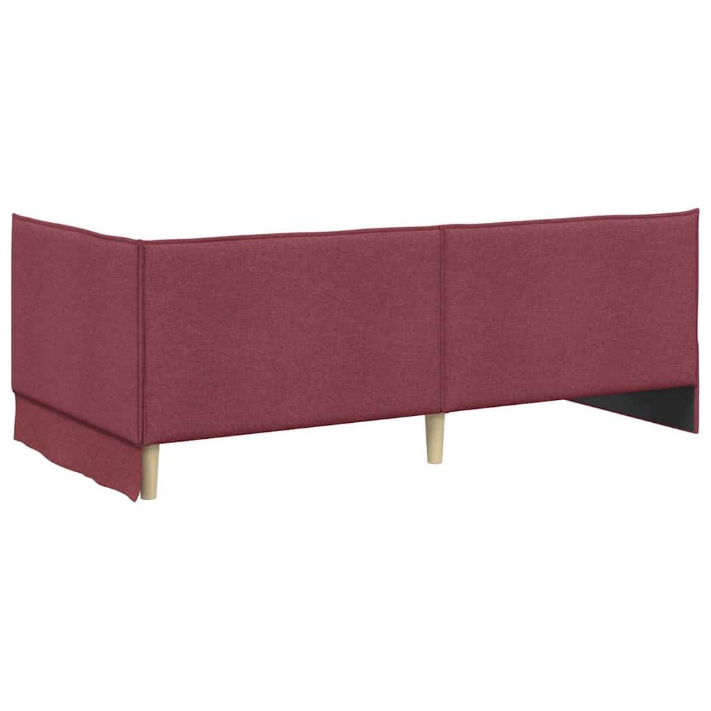 Cornice del letto ad angolo Rosso Vino 90 x 190 cm Velluto