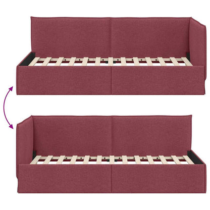 Cornice del letto ad angolo Rosso vino 90 x 190 cm Tessuto - homemem39
