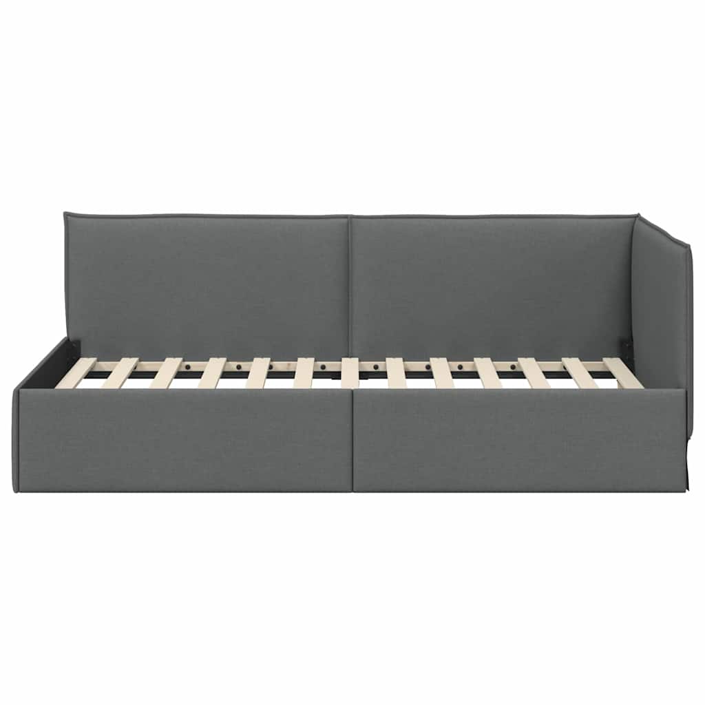 Cornice del letto ad angolo Grigio scuro 90 x 200 cm Tessuto | homemem39